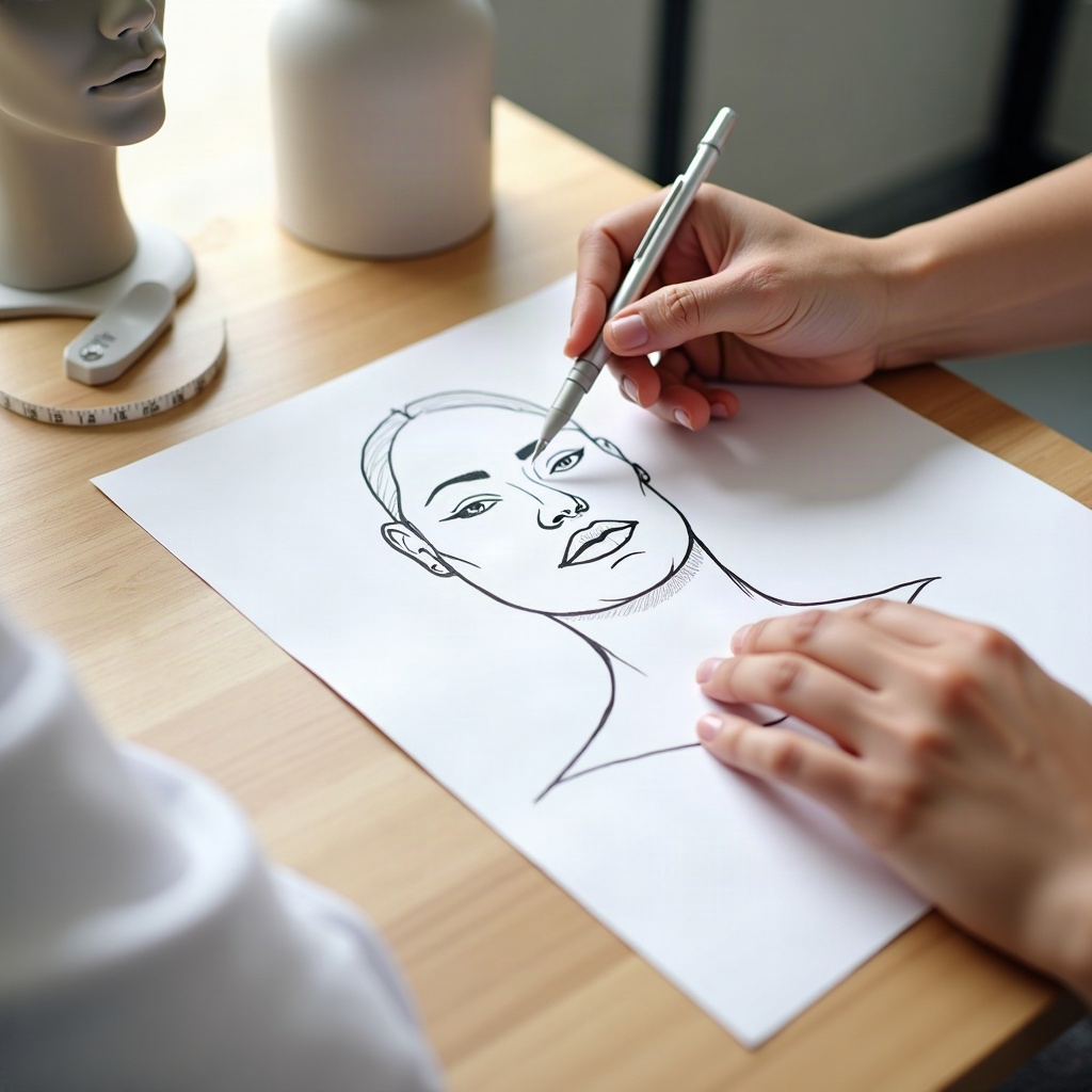 얼굴 아래쪽 라인(턱선·볼)을 표시한 일러스트